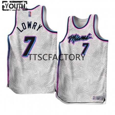 Canotte Bambino Miami Heat Kyle Lowry 7 Nike 2022-23 Earned Edition Bianco Swingman